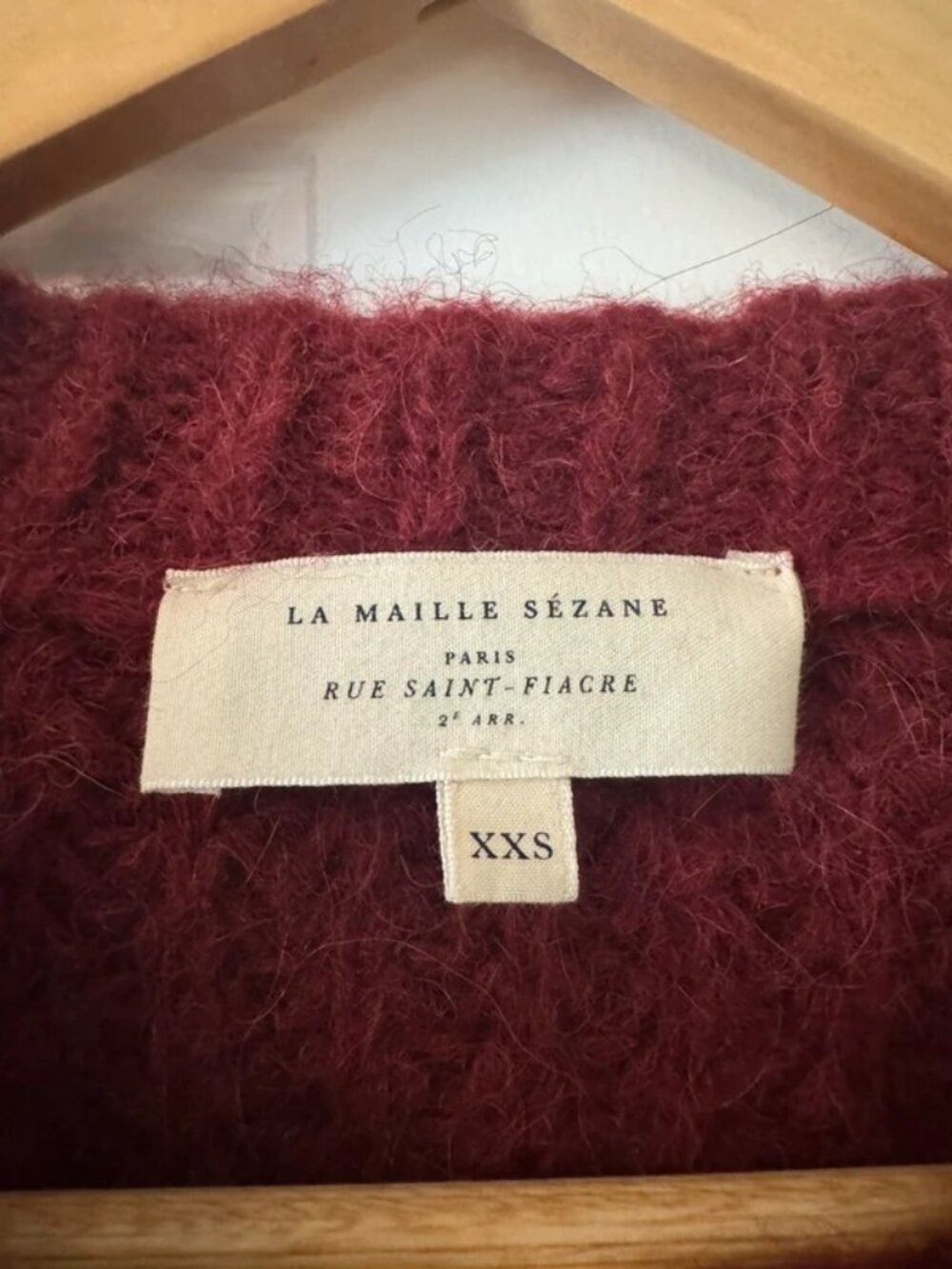 Sezane Emile Wool Alpaca Cardigan Burgundy Size XXS - Picture 3 of 7